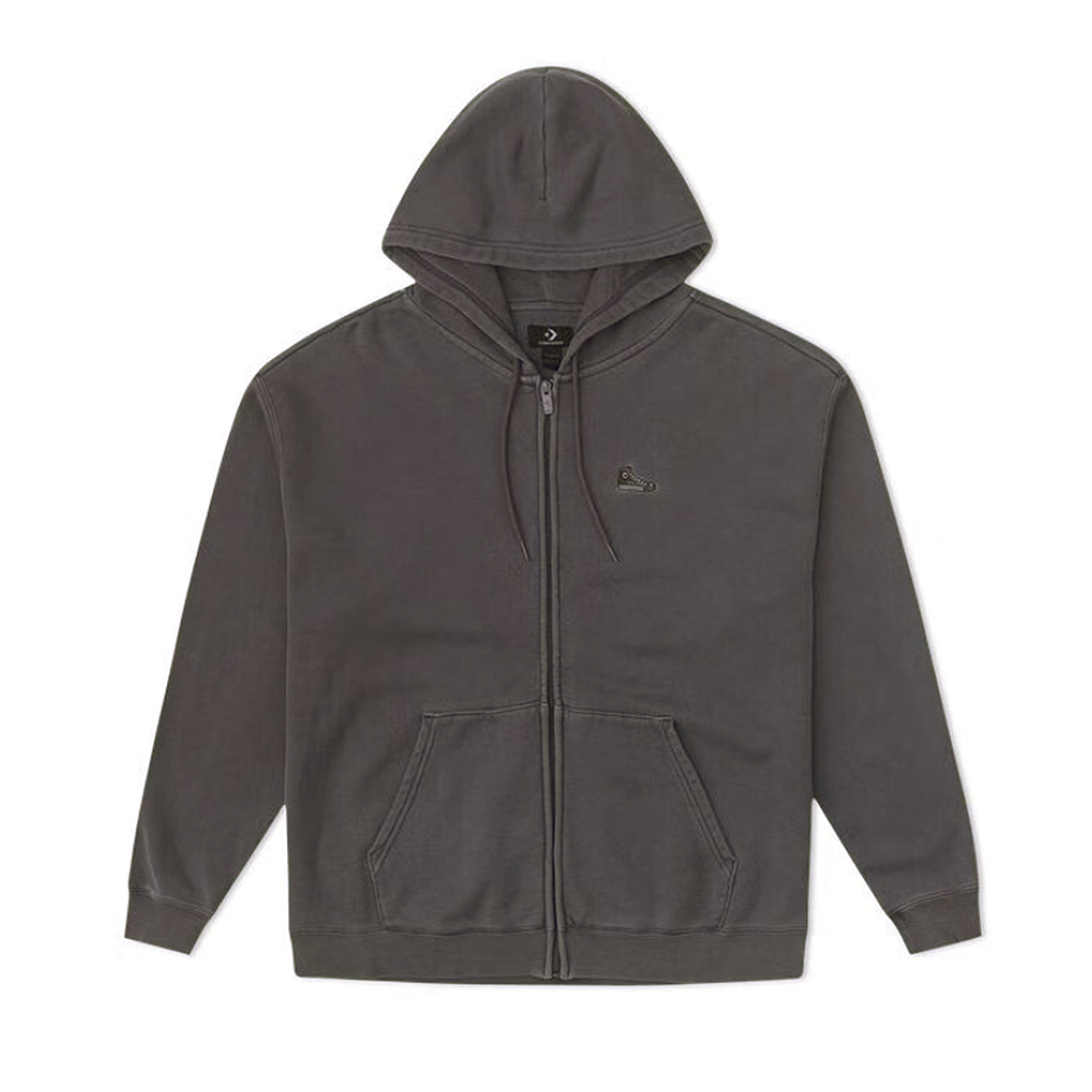 CONVERSE SNEAKER PATCH FZ HOODIE 連帽外套 男女 灰黑 10027113-A01