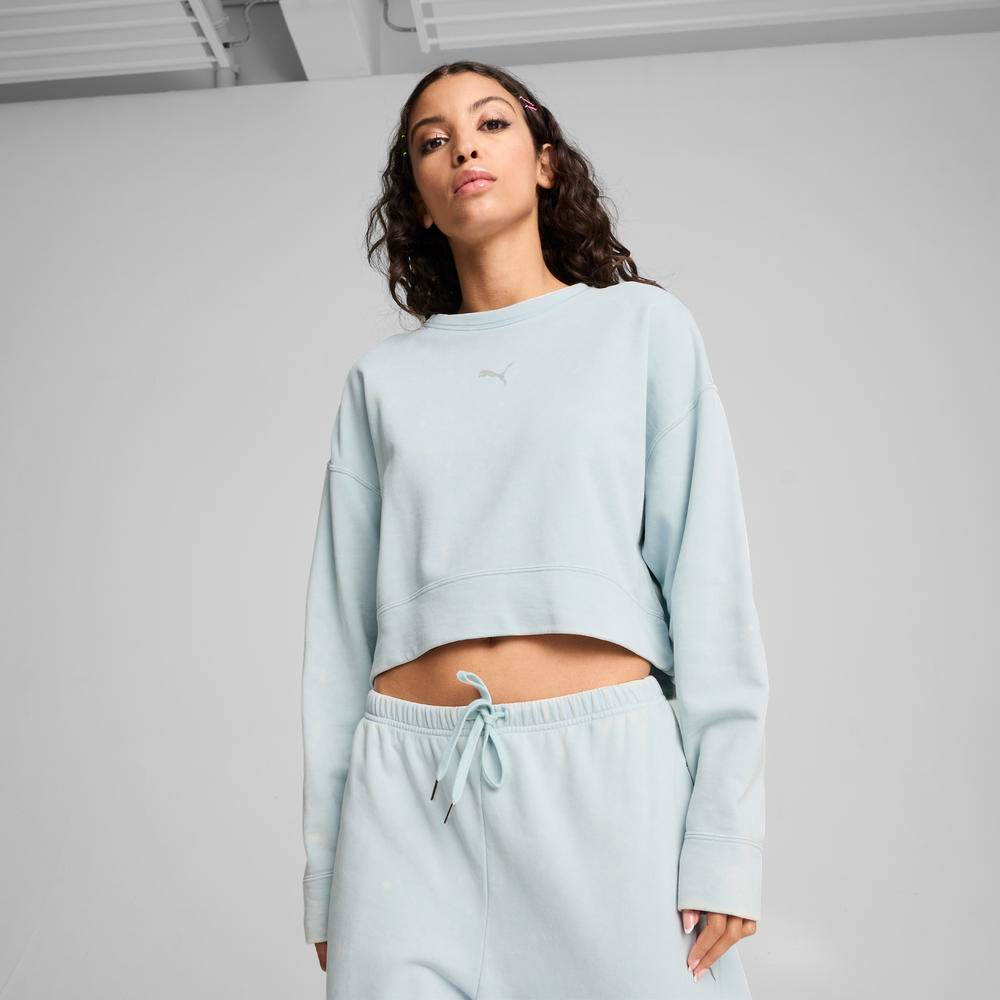 【PUMA】流行系列Dare To水洗寬鬆圓領衫(F) 圓領套頭衫 女 藍色-62679926