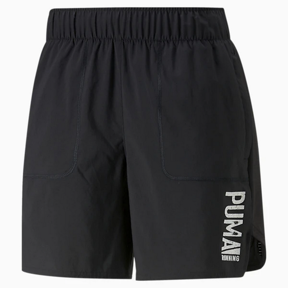 【PUMA】 慢跑系列PLCD圖樣7吋短風褲 短褲 男 黑色-52241651