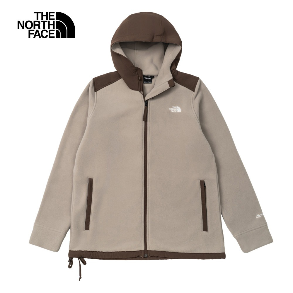 【The North Face】男 灰棕拼接連帽抓絨外套-NF0A89ZT5O3
