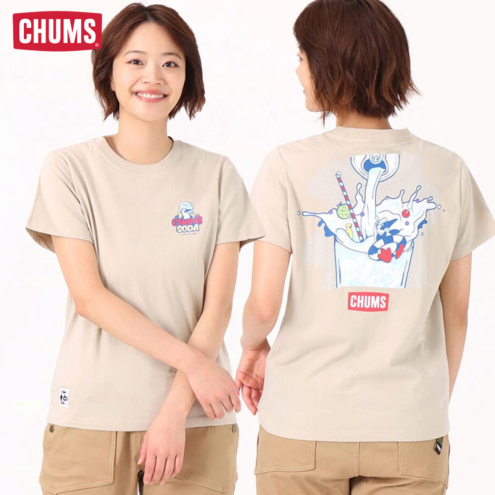 【CHUMS】CHUMS Soda T-Shirt短袖上衣 米灰色-CH012177G057