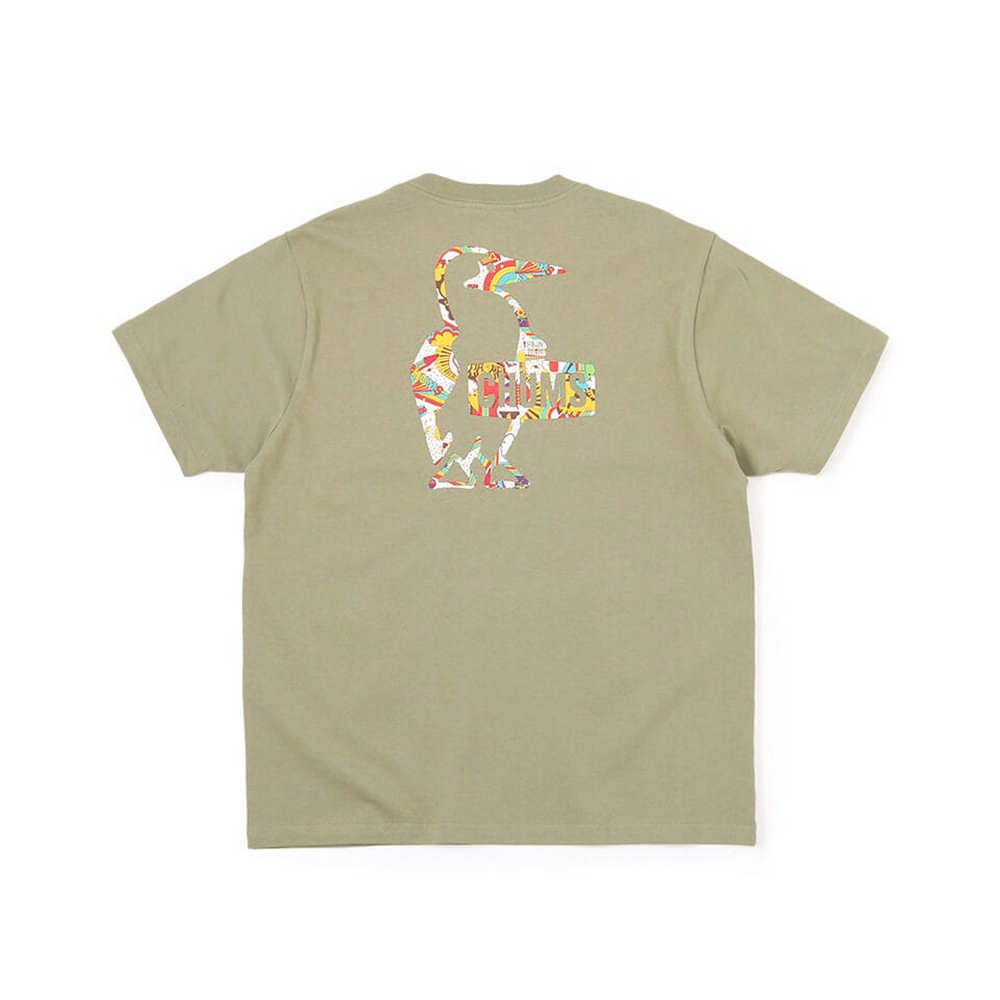 【CHUMS】Booby Logo Rainbow Islands T短袖上衣 卡其綠-CH012389M022