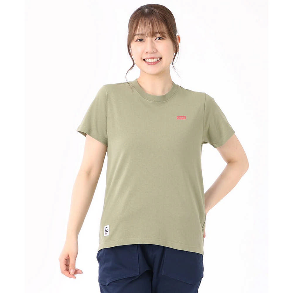【CHUMS】女Booby Logo Rainbow Islands T短袖上衣 卡其綠-CH112389M022