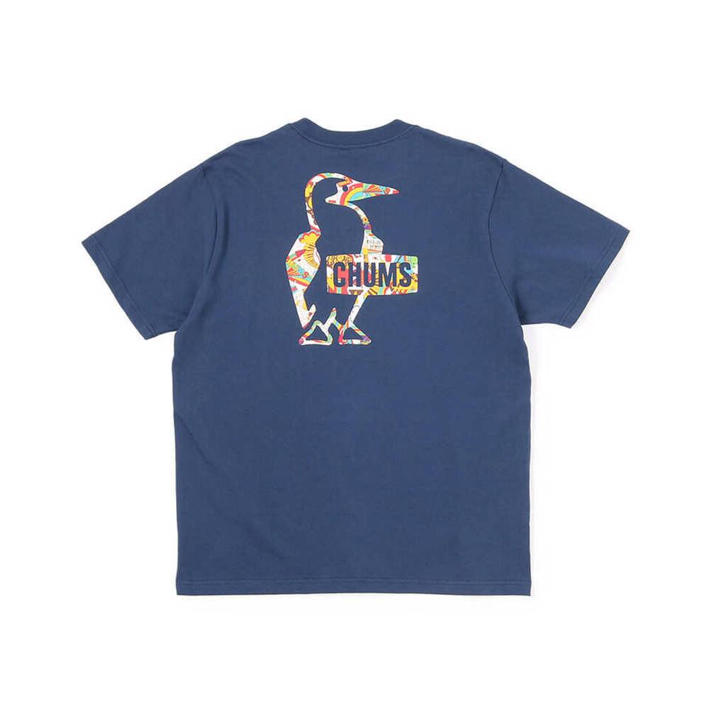 【CHUMS】女Booby Logo Rainbow Islands T短袖上衣 深藍色-CH112389N001