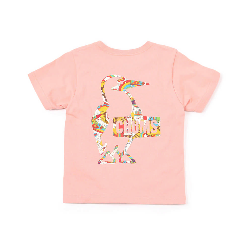 【CHUMS】Kids Booby Logo Rainbow Islands T短袖上衣 珊瑚紅-CH211320R016