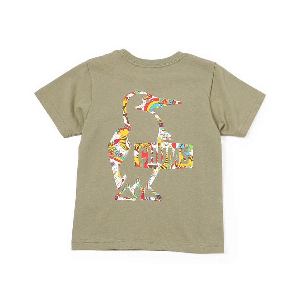【CHUMS】Kids Booby Logo Rainbow Islands T短袖上衣 卡其綠-CH211320M022