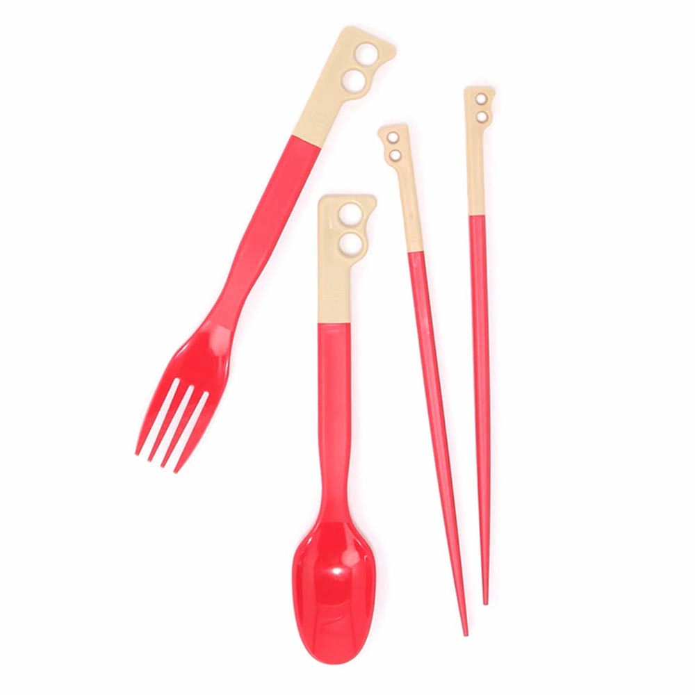 【CHUMS】Camper Cutlery Set餐具 米/紅-CH621734B053