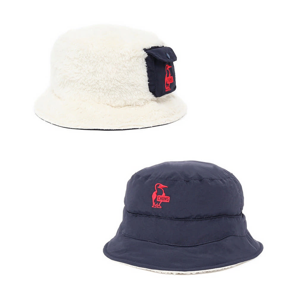 【CHUMS】Kid's Elmo Fleece Reversible Bucket Hat 中大童 雙面保暖帽 白/藍