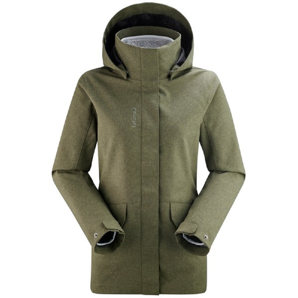 【Lafuma】女 CALDO 二件式防水保暖刷毛外套 卡其綠/灰白-LFV118283241