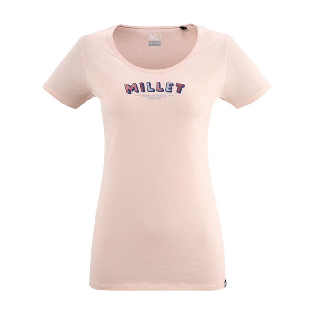 法國【MILLET】女 MILLET RETRO 有機棉短袖上衣 珍珠粉-MIV94169415