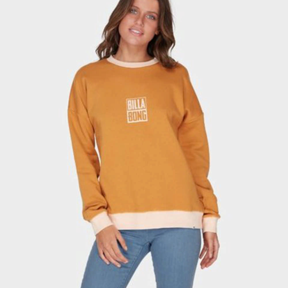 【BILLABONG】LINE UP CREW 保暖長上衣 芥黃-6595748HOG