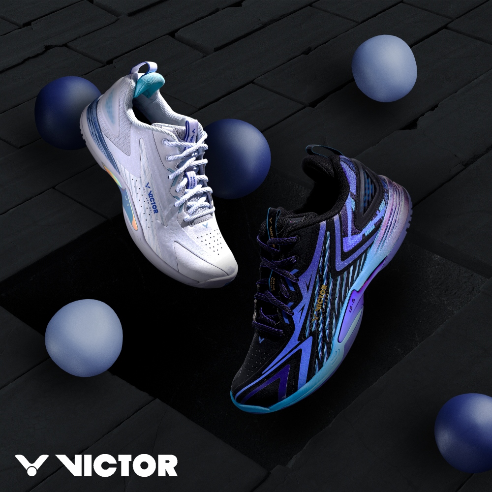 【VICTOR 勝利體育】氮氣注入科技羽球鞋(A970NitroLite CF/A 黑 夏威夷藍/珠光白)