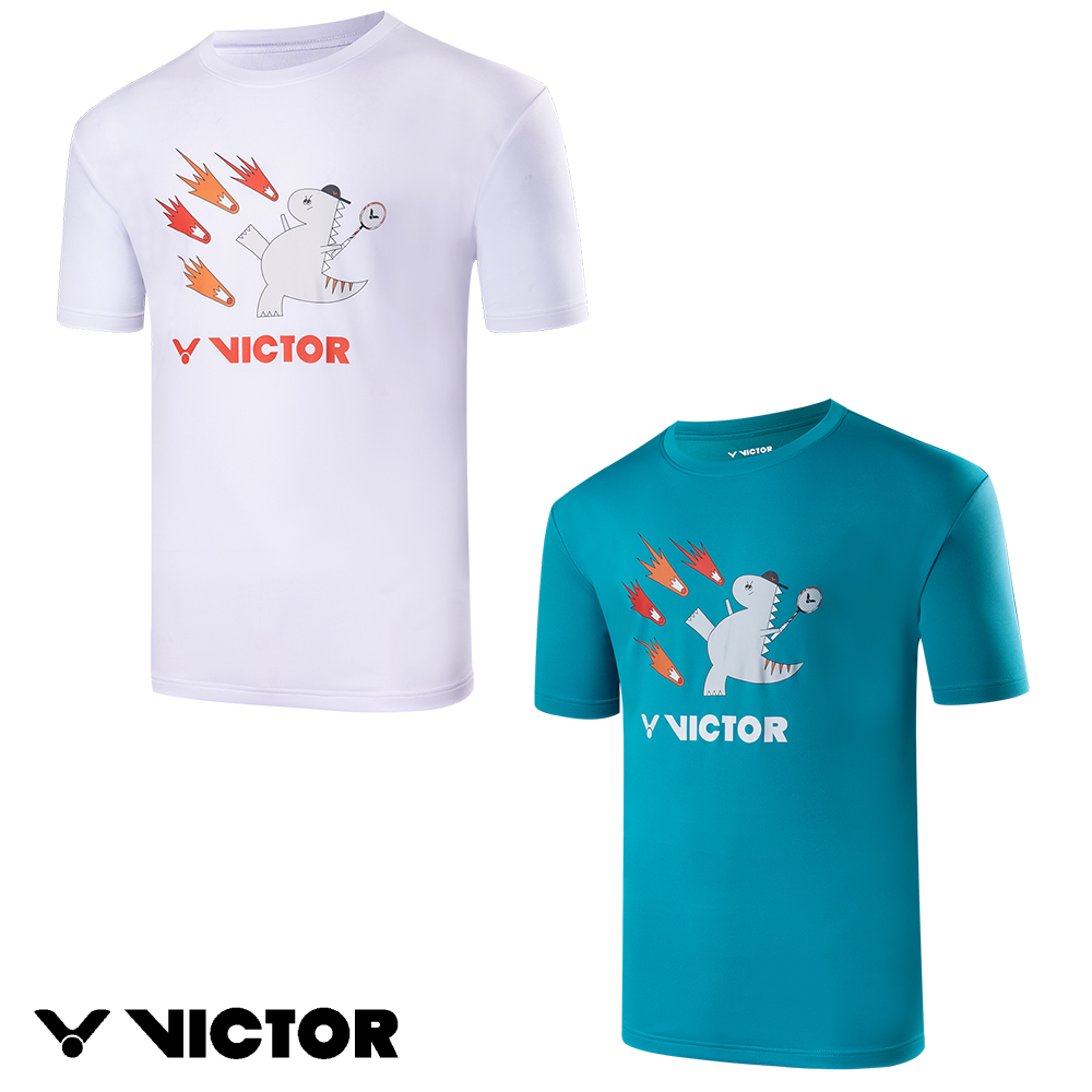 【VICTOR 勝利體育】恐龍的逆襲T-shirt(T-2401 A/F 白/青藍)