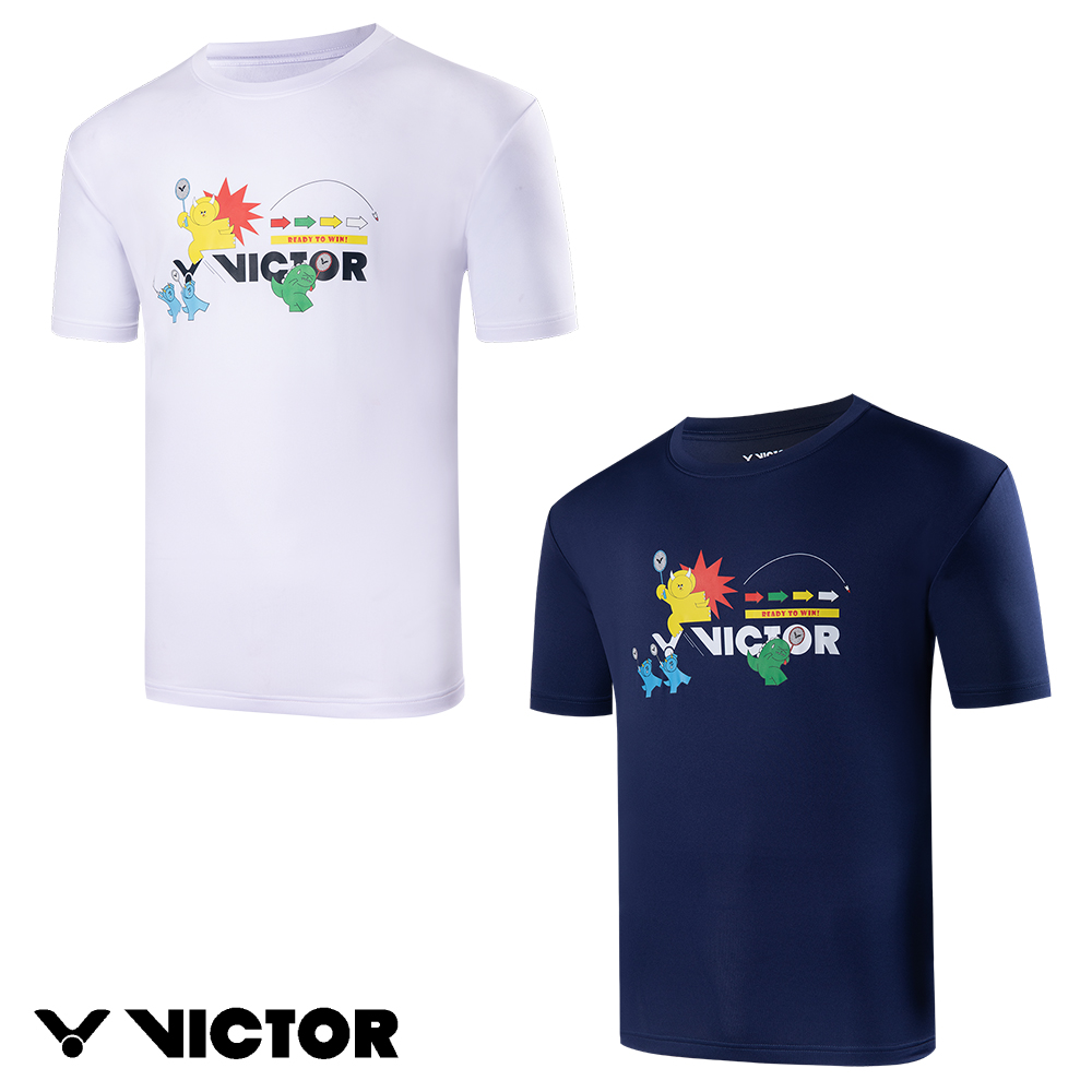 【VICTOR 勝利體育】恐龍電玩T-shirt(T-2402 A/B 白/深藍)