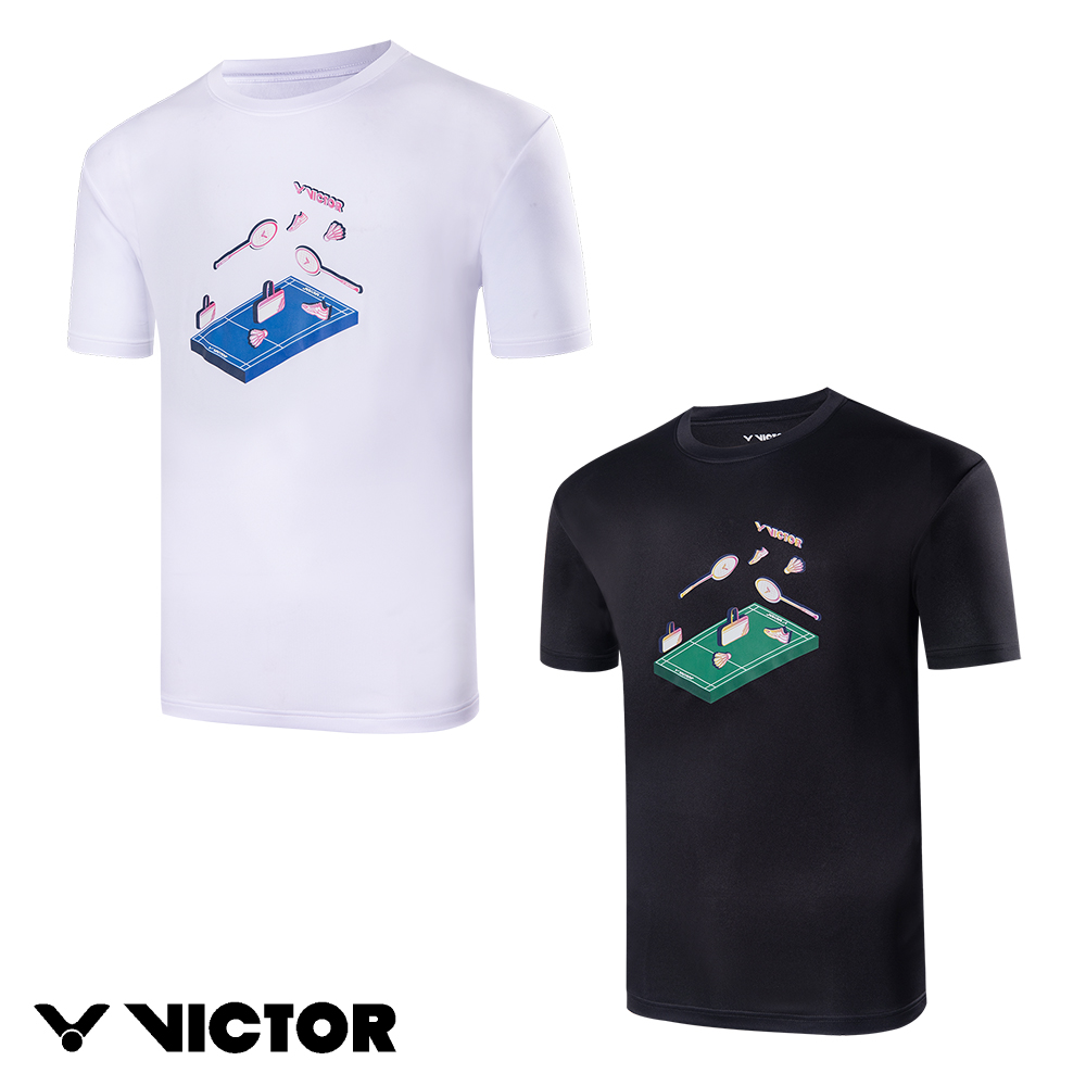 【VICTOR 勝利體育】3D羽球場T-shirt(T-2406 A/C 白/黑)
