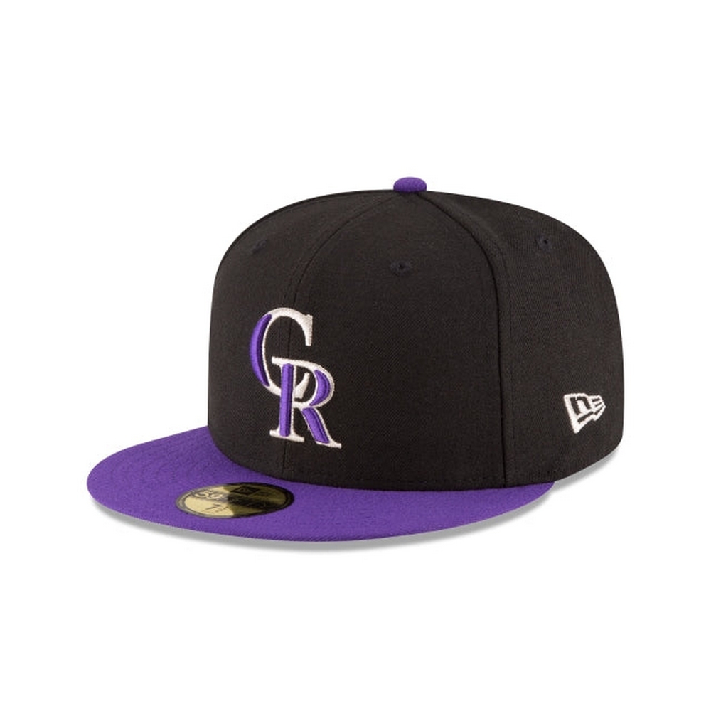 【NEW ERA】5950 MLB 球員帽 落磯 黑/紫-NE70358576