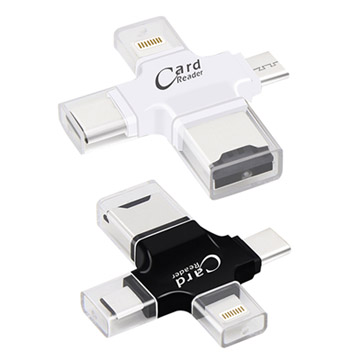 多功能四合一讀卡機 MicroUSB/ Lightning/Type-C/USB/TF卡