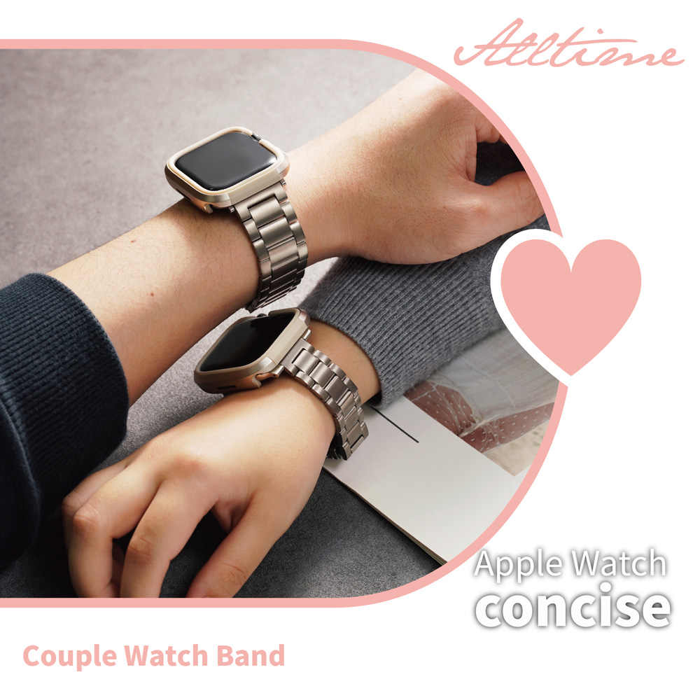 【ALL TIME 完全計時】經典鈦錶帶 男女限定組合(22mm+16mm)Apple Watch 42/44/45/49Ultra