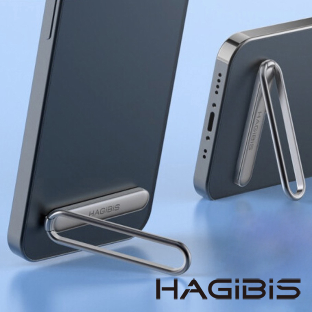 HAGiBiS鋁合金背貼迷你便攜折�手機支架(深空灰）