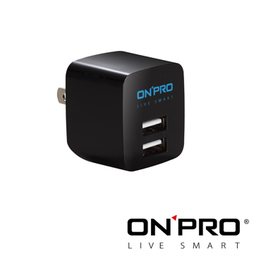 ONPRO UC-2P01 雙USB輸出電源供應器/充電器(5V/2.4A)【璀璨黑】