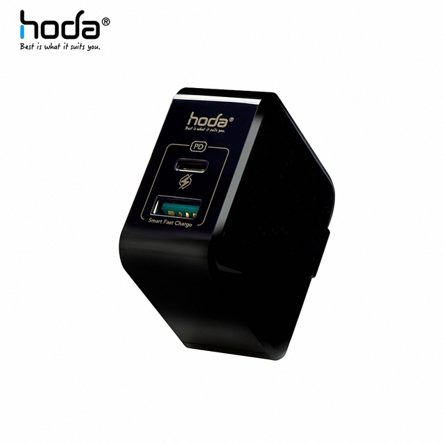 hoda 極速30W智慧雙孔電源供應器/充電器 - 黑色