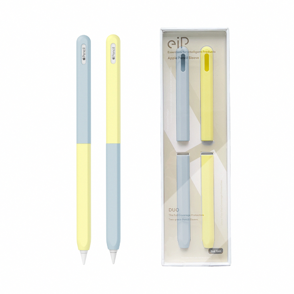 【eiP】兩截式超薄矽膠筆套 藍黃2入組