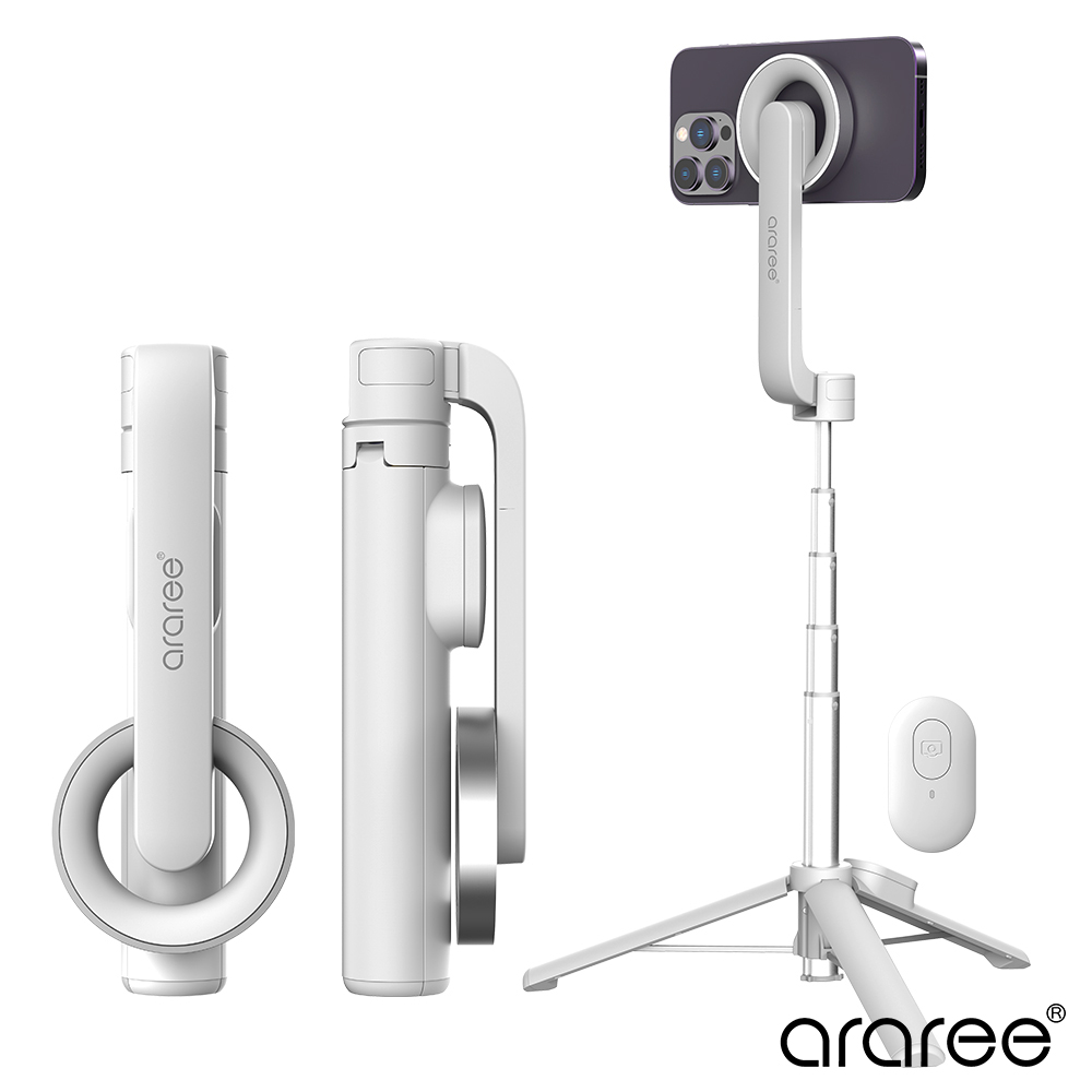 Araree 磁吸式自拍棒/手機支架(白)
