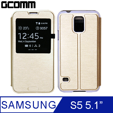 GCOMM Galaxy S5 Metalic Texture 金屬質感拉絲紋超纖皮套 香檳金