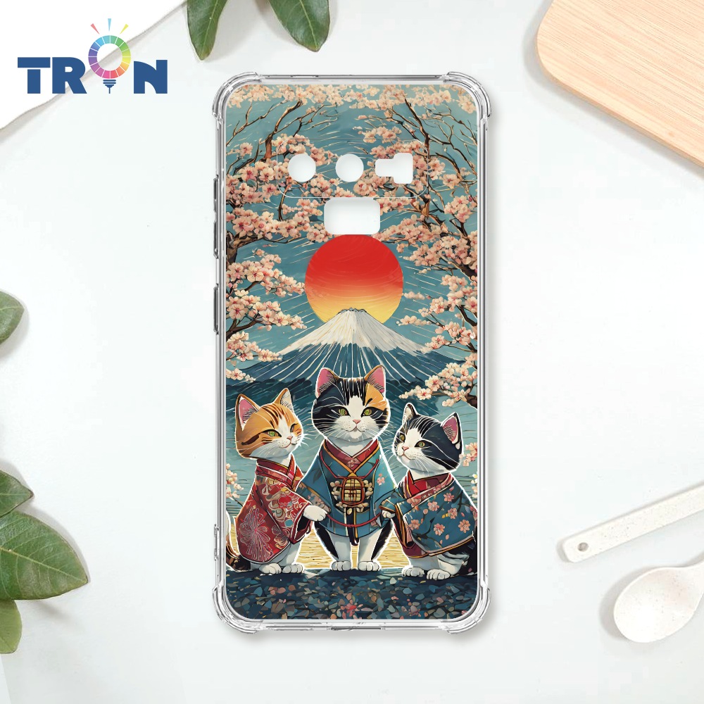 TRON 三星 NOTE 9 日系富士山櫻花貓咪系列 四角防摔殼 手機殼
