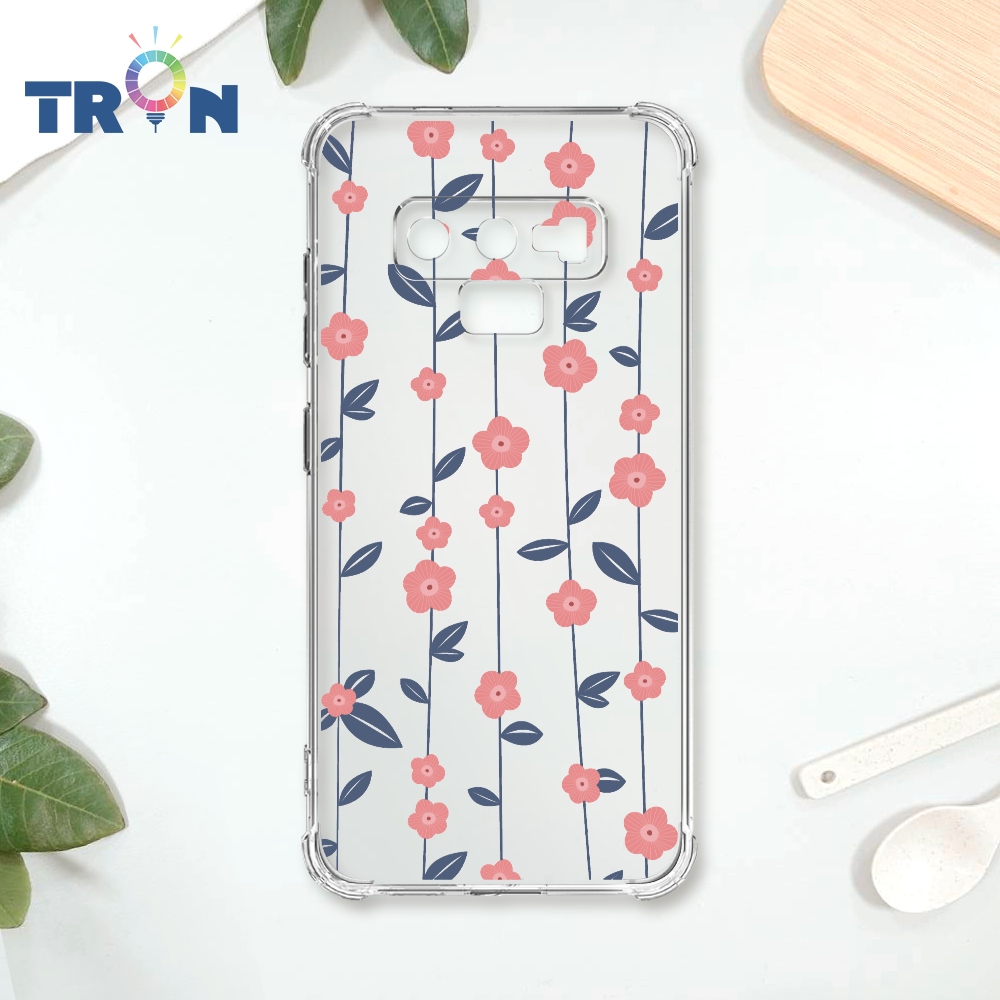 TRON 三星 NOTE 9 條紋透明小花C款 四角防摔殼 手機殼