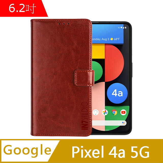 IN7 瘋馬紋 Google Pixel 4a 5G (6.2吋) 錢包式 磁扣側掀PU皮套 吊飾孔 手機皮套保護殼-棕色