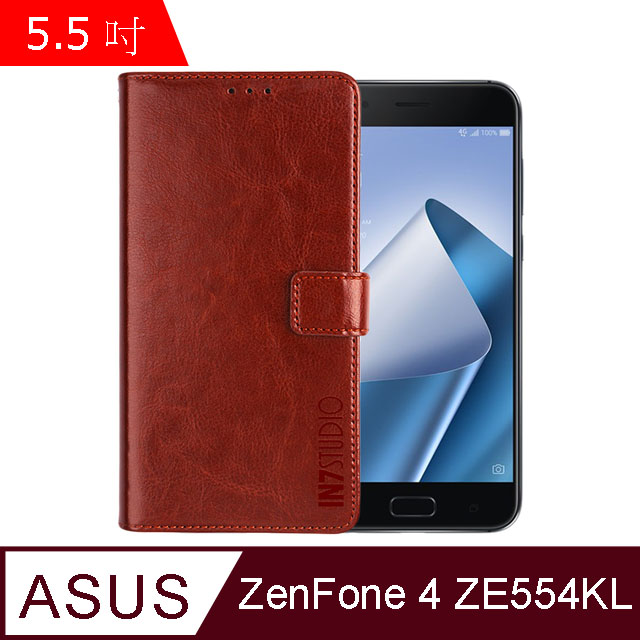 IN7 瘋馬紋 ASUS ZenFone4 ZE554KL (5.5吋) 錢包式 磁扣側掀PU皮套 吊飾孔 手機皮套保護殼-棕色