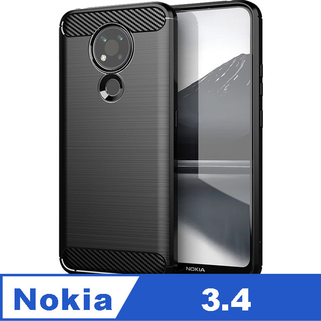 Nokia 3.4 碳纖維拉絲紋防摔軟殼套