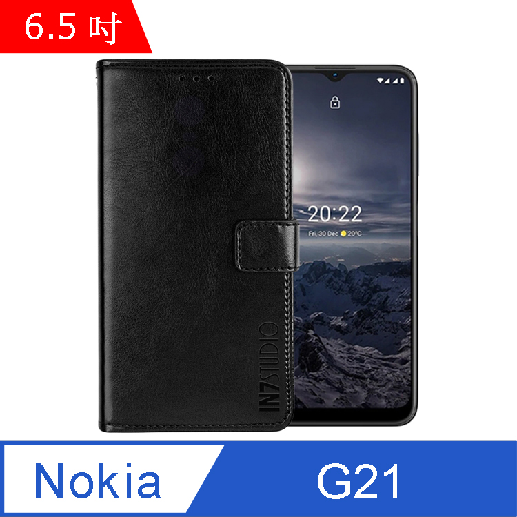 IN7 瘋馬紋 Nokia G21 (6.5吋) 錢包式 磁扣側掀PU皮套-黑色