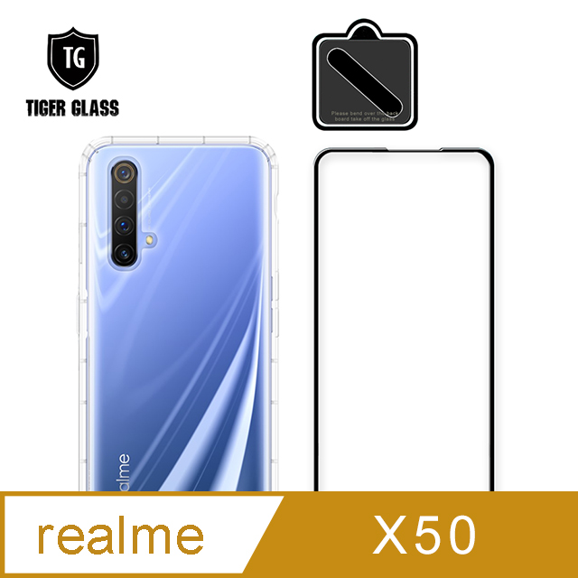 T.G realme X50 手機保護超值3件組(透明空壓殼+鋼化膜+鏡頭貼)