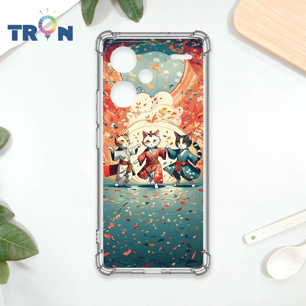 TRON 小米 紅米 NOTE 13 PRO (5G) 穿著和服跳舞的三隻花貓咪系列 四角防摔殼 手機殼