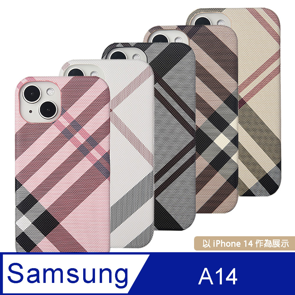 Aguchi 亞古奇 Samsung Galaxy A14 英倫格紋氣質背蓋手機殼/保護殼 獨家限量發行