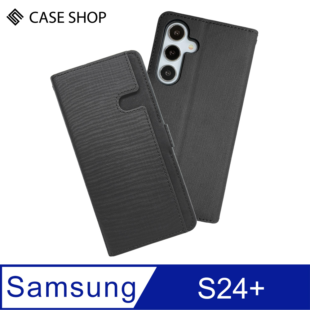 CASE SHOP Samsung S24+ 前收納側掀皮套-黑