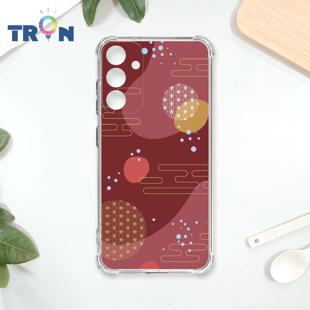 TRON 三星 A34 日系和風圓點流雲系列 四角防摔殼 手機殼