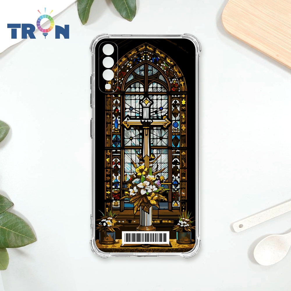 TRON 三星 A70 十字架彩繪玻璃 載具 四角防摔殼 手機殼