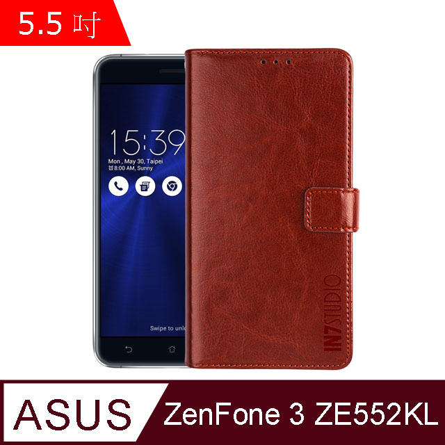 IN7 瘋馬紋 ASUS ZenFone3 ZE552KL (5.5吋) 錢包式 磁扣側掀PU皮套 吊飾孔 手機皮套保護殼-棕色