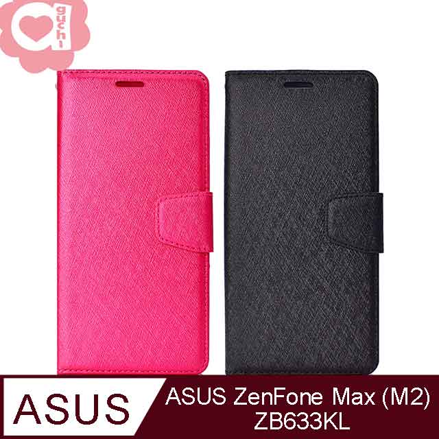 ASUS ZenFone Max (M2) ZB633KL 月詩蠶絲紋時尚皮套 側掀磁扣手機殼/保護套-玫瑰紅
