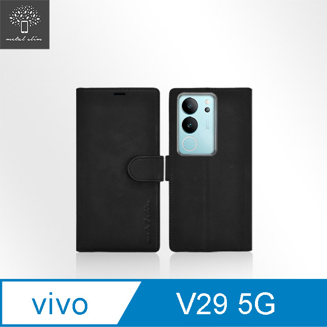 Metal-Slim Vivo V29 5G 膚感前扣磁吸內層卡夾皮套