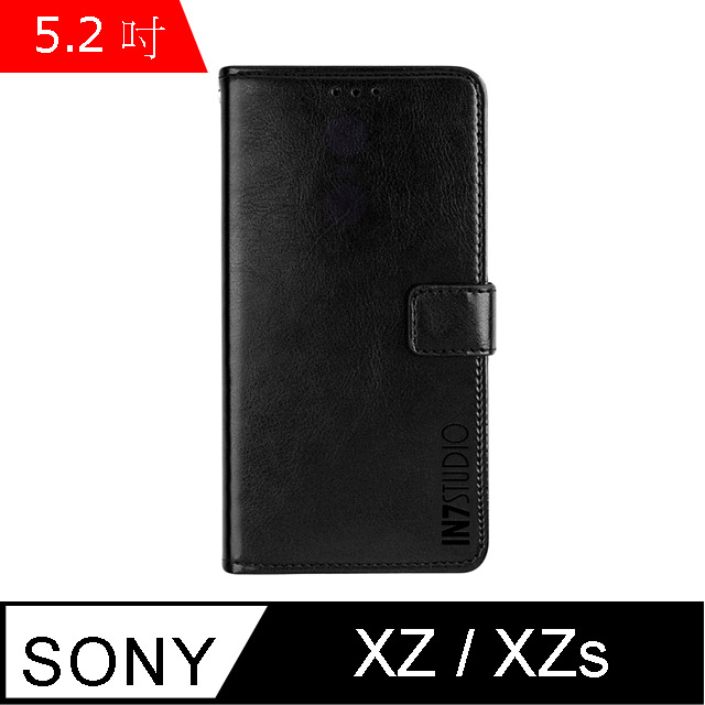 IN7 瘋馬紋 SONY Xperia XZ/XZs (5.2吋) 錢包式 磁扣側掀PU皮套 吊飾孔 手機皮套保護殼-黑色