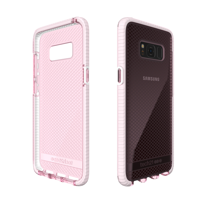 Tech 21 英國超衝擊 Evo Check Samsung S8+ 防撞軟質格紋保護殼 - 透粉