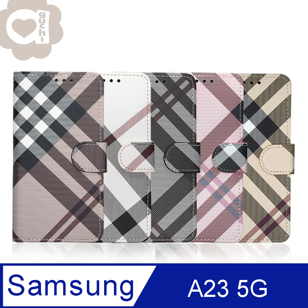 Aguchi 亞古奇 Samsung Galaxy A23 5G (精品版) 英倫格紋氣質手機皮套 獨家限量發行