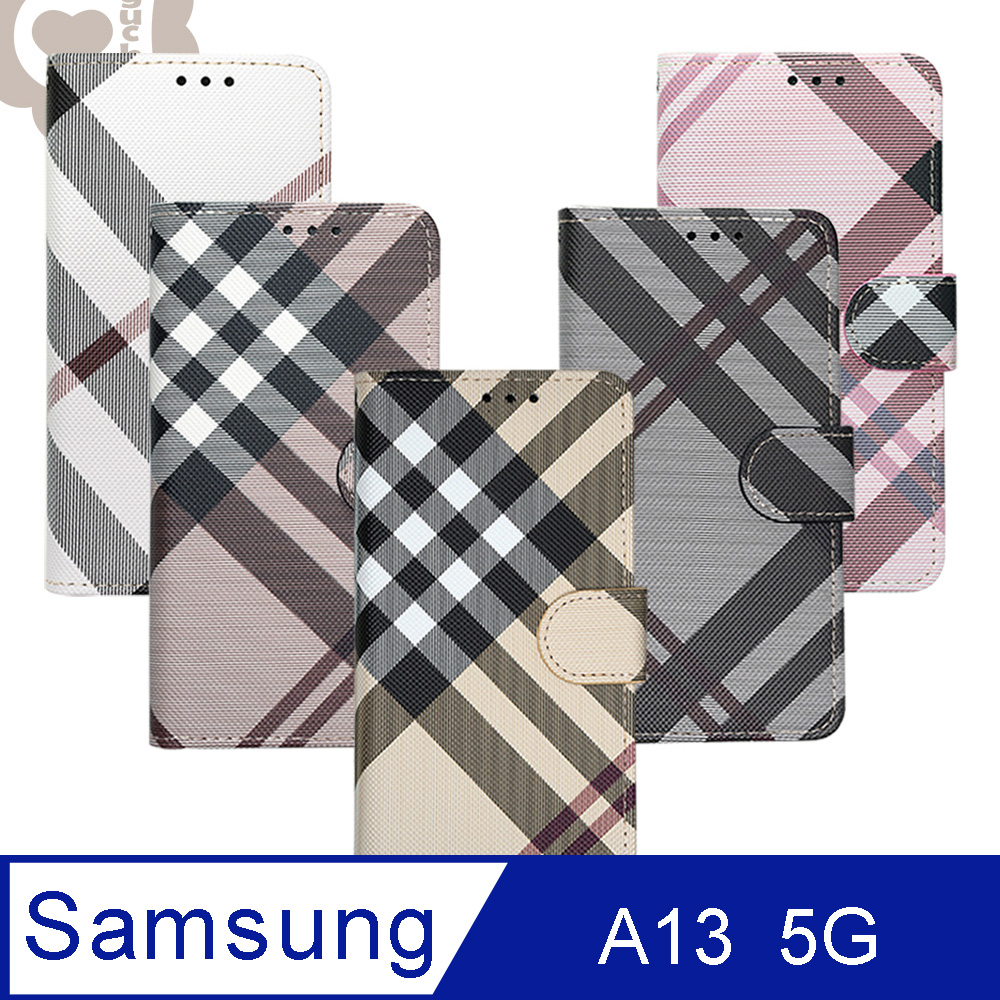 Aguchi 亞古奇 Samsung Galaxy A13 5G (精品版) 英倫格紋氣質手機皮套 獨家限量發行