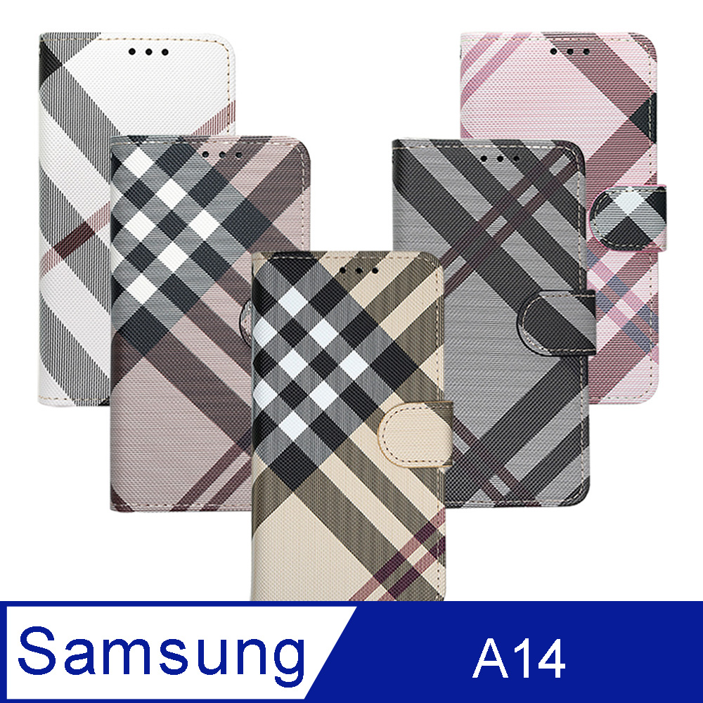 Aguchi 亞古奇 Samsung Galaxy A14 5G (精品版) 英倫格紋氣質手機皮套 獨家限量發行