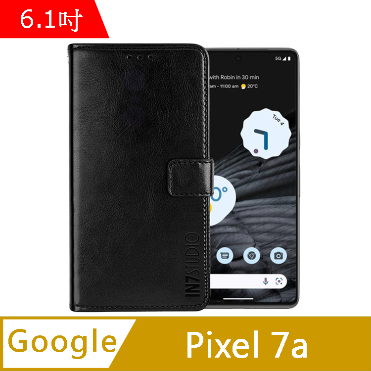 IN7 瘋馬紋 Google Pixel 7a (6.1吋) 錢包式 磁扣側掀PU皮套-黑色