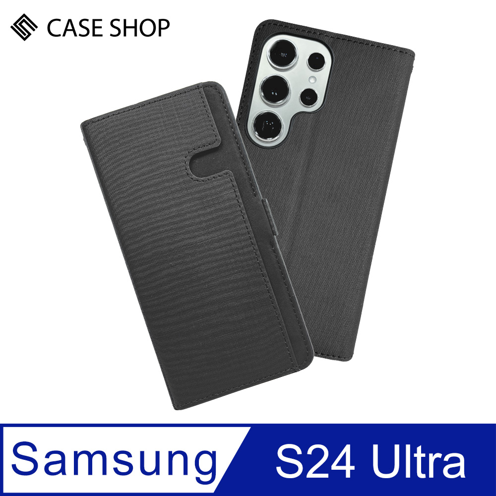 CASE SHOP Samsung S24 Ultra 前收納側掀皮套-黑